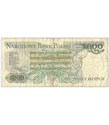 5000 zł Fryderyk Chopin,1988, seria DU, stan 3-/4+