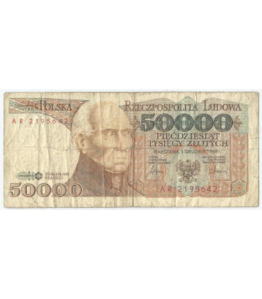 50000 zł Stanisław Staszic 1989, seria AR stan 3-/4+