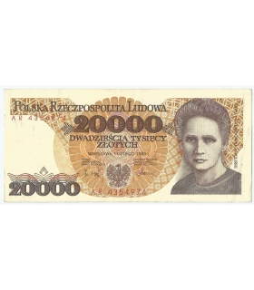 20000 zł, Maria Skłodowska-Curie, 1989, seria AR, stan 3/3+