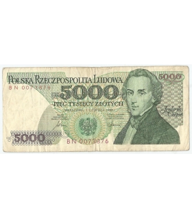 5000 zł Fryderyk Chopin,1986, seria BN, stan 3-