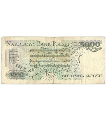 5000 zł Fryderyk Chopin,1986, seria BN, stan 3-