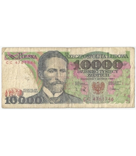 10000 zł Stanisław Wyspiański 1988, seria CC, stan 3-/4+