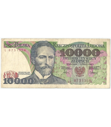 10000 zł Stanisław Wyspiański 1987, seria L, stan 3-