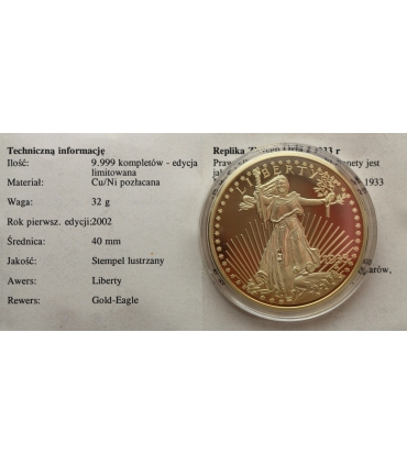 Kopia Replika Double Eagle 1933 – Liberty – Gold Eagle