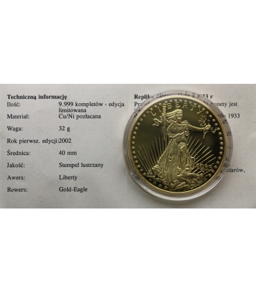 Kopia Replika Double Eagle 1933 – Liberty – Gold Eagle