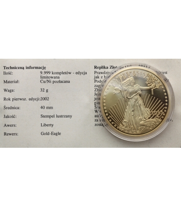 Kopia Replika Double Eagle 1933 – Liberty – Gold Eagle
