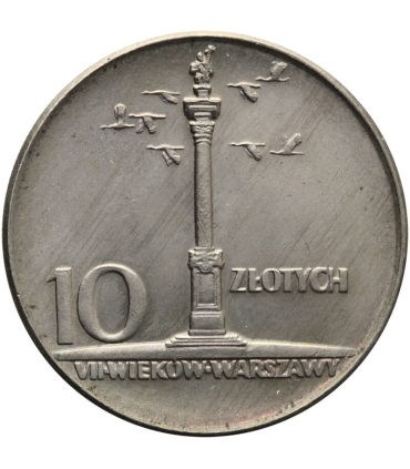 10 złotych Duża kolumna, 1965, stan 1-