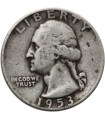 USA ¼ dolara (quarter, 25 centów), 1953 ćwierćdolarówka Waszyngtona, D, srebro Ag900
