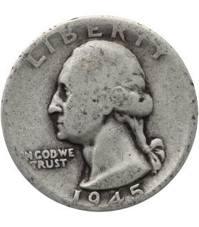 USA ¼ dolara (quarter, 25 centów), 1945 ćwierćdolarówka Waszyngtona, srebro Ag900, Filadelfia