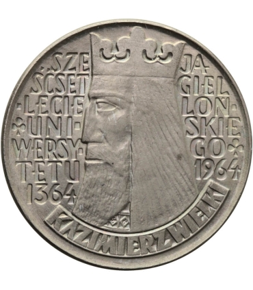 10 zł Kazimierz Wielki - napis wklęsły, 1964,  stan 1