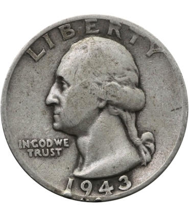 USA ¼ dolara (quarter, 25 centów), 1943 ćwierćdolarówka Waszyngtona, srebro Ag900, San Francisco