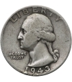 USA ¼ dolara (quarter, 25 centów), 1943 ćwierćdolarówka Waszyngtona, srebro Ag900, San Francisco