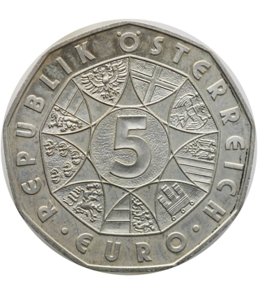 Austria 5 euro, 2007 800-lecie miasta Mariazell, srebro