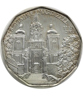 Austria 5 euro, 2007 800-lecie miasta Mariazell, srebro