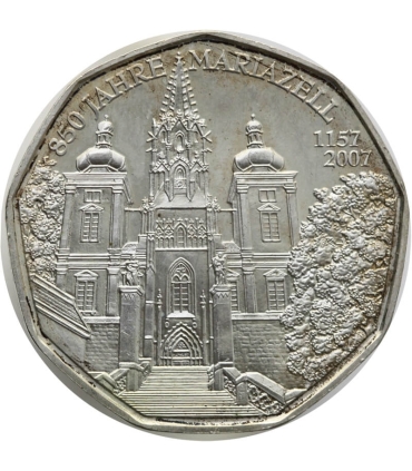 Austria 5 euro, 2007 800-lecie miasta Mariazell, srebro