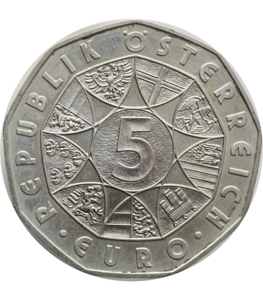 Austria 5 euro, 2007 800-lecie miasta Mariazell, srebro