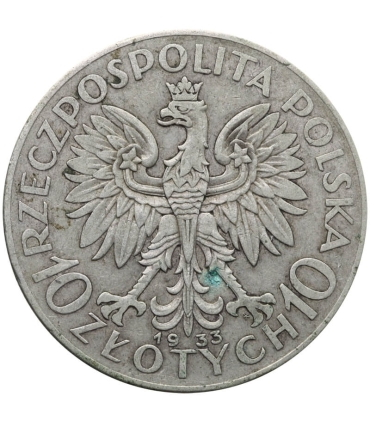 10 złotych Głowa kobiety 1933, stan 2-/3+