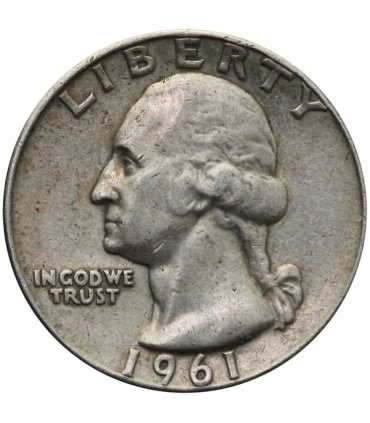 USA ¼ dolara (quarter, 25 centów), 1961 ćwierćdolarówka Waszyngtona, srebro Ag900