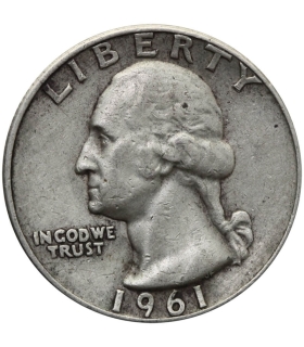 USA ¼ dolara (quarter, 25 centów), 1961 ćwierćdolarówka Waszyngtona, srebro Ag900