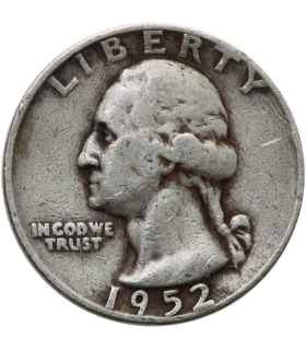 USA ¼ dolara (quarter, 25 centów), 1952 ćwierćdolarówka Waszyngtona, D, srebro Ag900