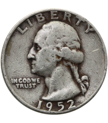 USA ¼ dolara (quarter, 25 centów), 1952 ćwierćdolarówka Waszyngtona, D, srebro Ag900