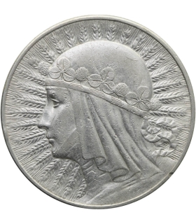 10 złotych Głowa kobiety 1932, stan 2/2-, ładny detal
