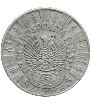 5 złotych Piłsudski Orzeł Strzelecki 1934, stan 3+