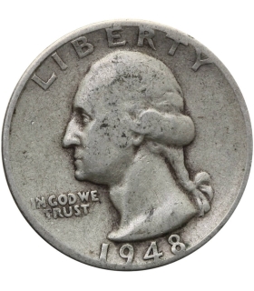 USA ¼ dolara (quarter, 25 centów), 1948 ćwierćdolarówka Waszyngtona, S, srebro Ag900