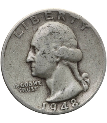 USA ¼ dolara (quarter, 25 centów), 1948 ćwierćdolarówka Waszyngtona, S, srebro Ag900