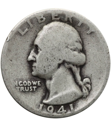 USA ¼ dolara (quarter, 25 centów), 1941 ćwierćdolarówka Waszyngtona, D, srebro Ag900