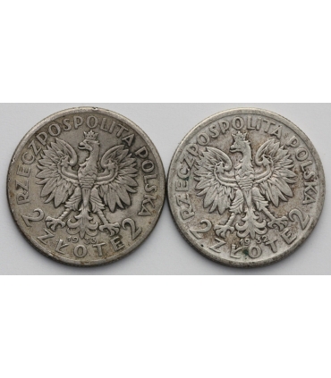 LOT 2 x 2 złote głowa kobiety 1933, 3+