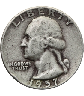 USA ¼ dolara (quarter, 25 centów), 1957 ćwierćdolarówka Waszyngtona, srebro Ag900