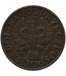 1 grosz 1931 rok, stan 2-, rzadki rocznik