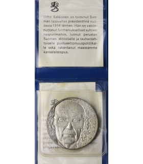 Finlandia 10 marek, 1975 75 rocznica urodzin - Urho Kekkonen, srebro, etui