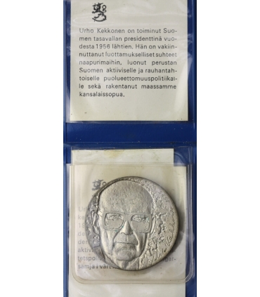 Finlandia 10 marek, 1975 75 rocznica urodzin - Urho Kekkonen, srebro, etui