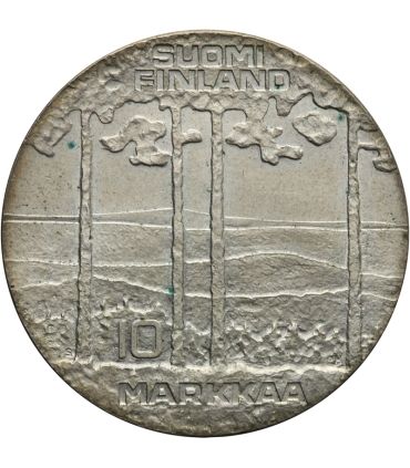 Finlandia 10 marek, 1975 75 rocznica urodzin - Urho Kekkonen, srebro, etui