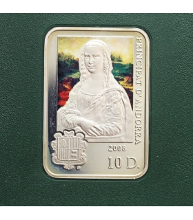 Andora 10 Dinarów 2008 – Leonardo da Vinci, srebro, Mona Lisa