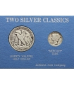 Set USA 1/2 dolara, half dollar 1942  idąca Wolność + 10 centów dime 1941 Mercury