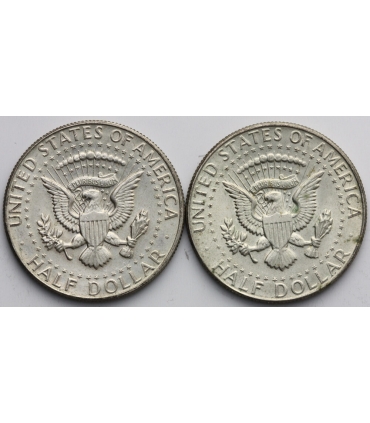 USA Lot: 2 x 1/2 dolara Kennedy 1968 srebro, 2+