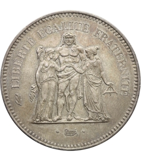 Francja 50 franków, 1975 Herkules, srebro Srebro 0.900