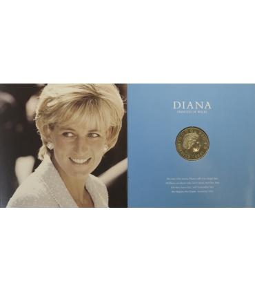 UK, 5 funtów, 1999 Princess Diana memorial coin (Księżna Diana) w folderze
