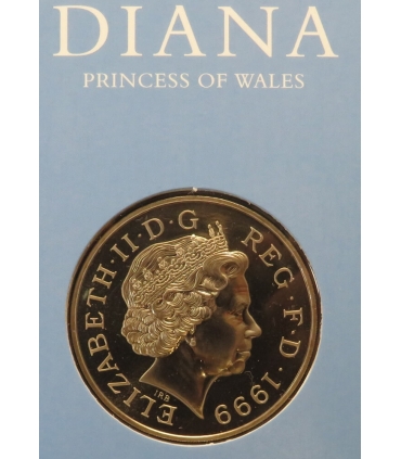 UK, 5 funtów, 1999 Princess Diana memorial coin (Księżna Diana) w folderze