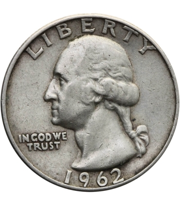 USA ¼ dolara (quarter, 25 centów), 1962 ćwierćdolarówka Waszyngtona, srebro Ag900
