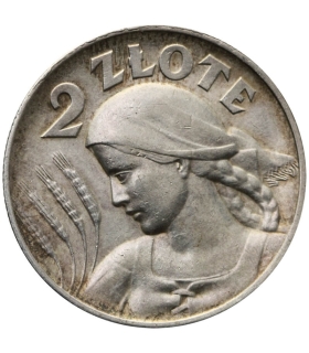 2 zł Żniwiarka 1925 z kropką, Londyn, stan 3+