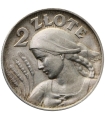 2 zł Żniwiarka 1925 z kropką, Londyn, stan 2+
