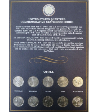 Zestaw 50 monet USA 25 centów State Quarters 2004–2008 UNC – 25 stanów