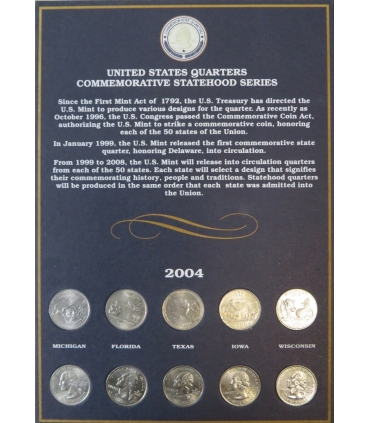 Zestaw 50 monet USA 25 centów State Quarters 2004–2008 UNC – 25 stanów