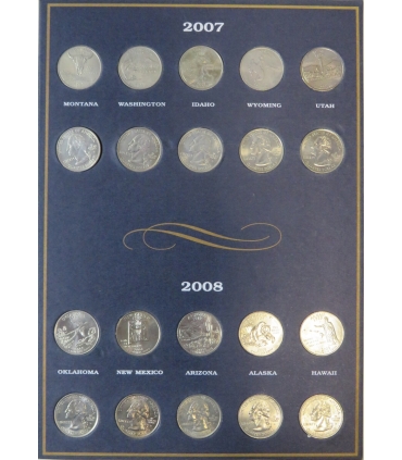 Zestaw 50 monet USA 25 centów State Quarters 2004–2008 UNC – 25 stanów