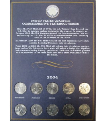 Zestaw 50 monet USA 25 centów State Quarters 2004–2008 UNC – 25 stanów