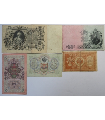 Lot Rosja, 25 rubli 1909, 10 rubli 1909, 3 ruble 1905, bardzo ładne